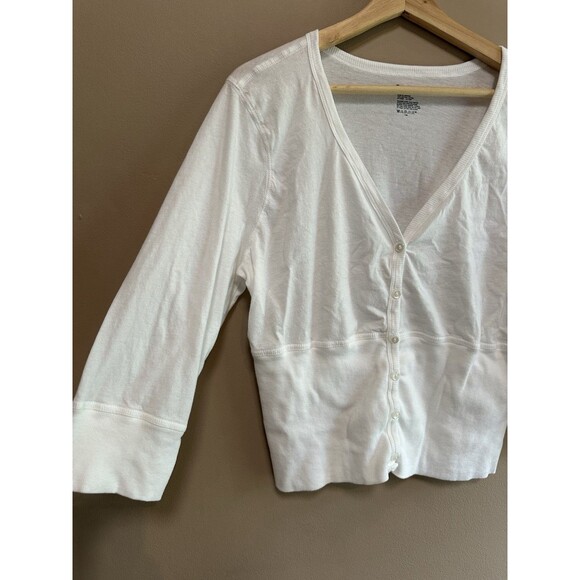 GAP 100% Cotton White 3/4 Sleeve Lightweight Cardigan Women's Size XL Layer EUC - Picture 2 of 8